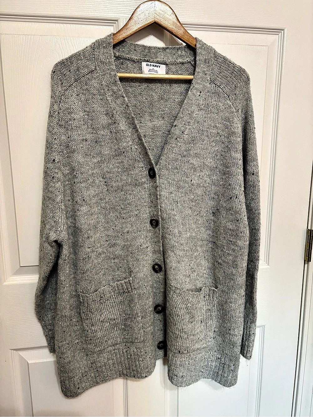 Old Navy Button-Front Cardigan Sweater Gray V-Neck